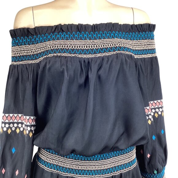 SugarLips Dress Size Medium Boho Off-The-Shoulder Embroidered Long Sleeves - Picture 6 of 8